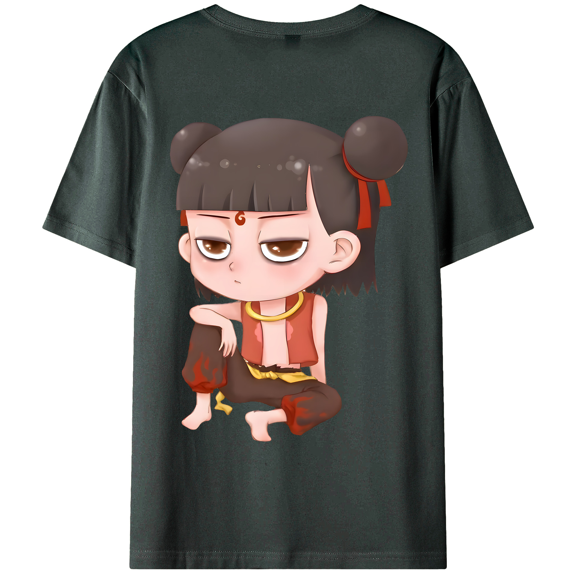 （画像用） Ne Zha 2 ナタ 魔童の大暴れ 綿100％ メンズ半袖Tシャツ（バックプリント） 通気性